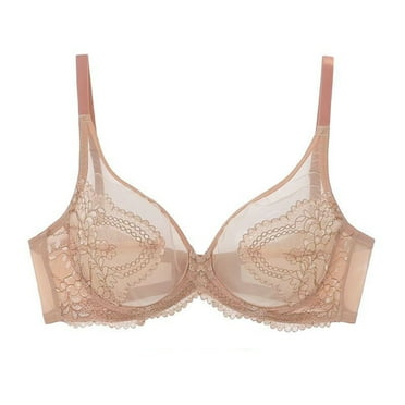 HongQid Women's Balconette Bra Lace Push Up Bras Wireless See Through no Underwire