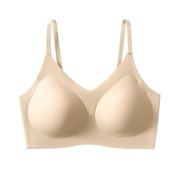 HongQid Women's Bra Tshirt Bras Seamless Wire Free Bra Full Coverage Everyday Bra Beige XL
