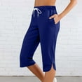 thumbnail image 1 of HongQid Women's Capri Pants - Full Elastic Waist Workout Pants Pedal Pushers - Ladies Pull-On Cropped Pants Summer - Side Pockets, 1 of 9