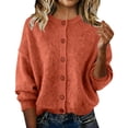 thumbnail image 1 of HongQid Women’s Cardigans Casual Loose Button Up Long Sleeve Crewneck Knit Cardigan Sweaters Open Front Outerwear Coats, 1 of 5