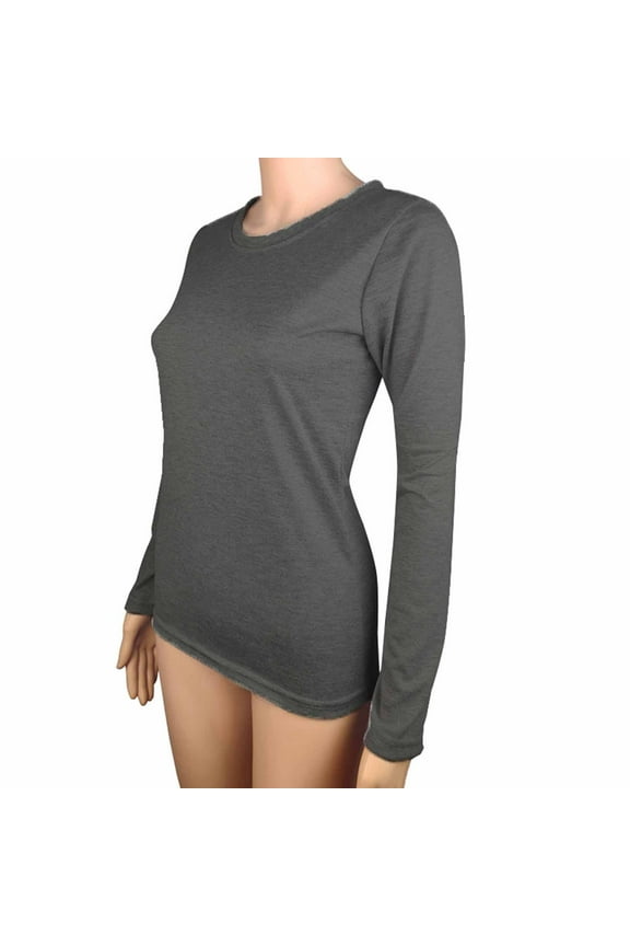 Women's Crew Neck Long Sleeve Shirts Basic Loose Fit Layering Tops