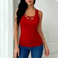 thumbnail image 1 of HongQid Women's Criss Cross Front Spaghetti Strap Basic Round Hollow Out Neck Seamless Camisole Tank Top, 1 of 6