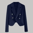 thumbnail image 1 of HongQid Women's Cropped Blazer Double Breasted Long Sleeve Business Casual Crop Jacket, 1 of 3