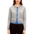 thumbnail image 1 of HongQid Women's Cropped Cardigans, Cotton Knit Long Sleeve Tops Crew Neck Ribbed Cardigan Open Front Button Down Sweaters, 1 of 9