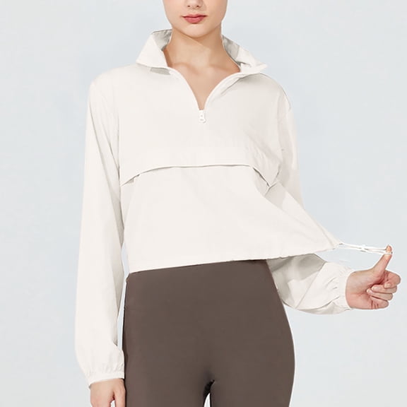 HongQid Women's Cropped Rain Coat Waterproof Windbreaker Lightweight Cycling Jacket with Stand Collarood