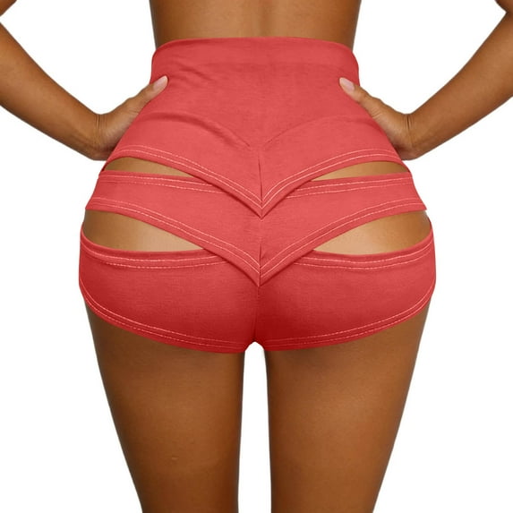 HongQid Women's Cut Out Yoga Shorts Scrunch Booty Hot Pants High Waist Gym Workout Active Butt Lifting Sports Leggings