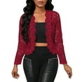 thumbnail image 1 of HongQid Women's Elegant 3/4 Sleeve Sheer Floral Lace Shrug Top, 1 of 3