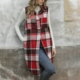 thumbnail image 1 of HongQid Women's Flannel Plaid Vest Button Down Sleeveless Shacket Shirt Jacket, 1 of 5