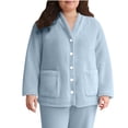 thumbnail image 1 of HongQid Women's Fleece Bed Jacket - Stylish Notched Collar, Long Sleeves, Front Pockets, Button Front, Sleepwear, Machine Washable, 1 of 8