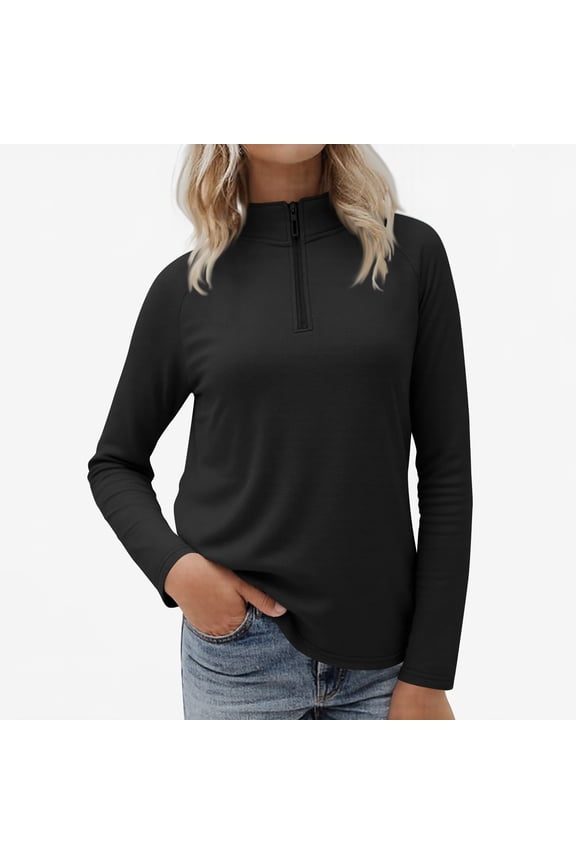 Women's Fleece Pullover Quarter Zip Lightweight Thermal Base Layer Sweater Long Sleeve Running Shirts