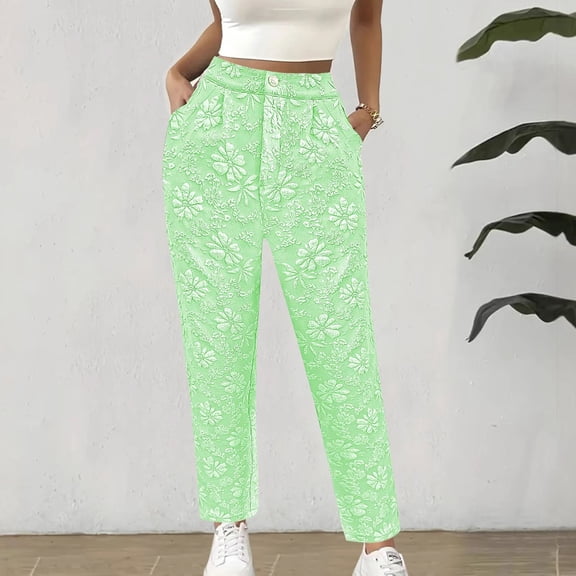 HongQid Women's Floral Dress Pants Slim Fit Tuxedo Suit Pants