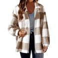 thumbnail image 1 of HongQid Women's Fuzzy Fleece Jacket Plaid Full Zip Up Lapel Warm Soft Fleece Coat for Spring Fall Winter, 1 of 4
