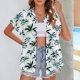 thumbnail image 1 of HongQid Women's Hawaiian Button Down Shirts Casual Short Sleeve Floral Tropical Print Summer Blouse Tunic Top, 1 of 6