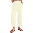 thumbnail image 1 of HongQid Women's High Waisted Drawstring Wide Leg Long Sweatpants Casual Loose Pants with Pockets, Slit Hem, 1 of 5