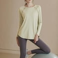 thumbnail image 1 of HongQid Women's Lightweight Running Fitness Yoga Tops Solid Crew-neck Loose Fit Sports Long Sleeve Shirts, 1 of 7