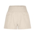 thumbnail image 1 of HongQid Women's Linen Shorts Smocked Elastic Waist Casual Comfy Summer Pull on Beach Shorts with Pocket, 1 of 9