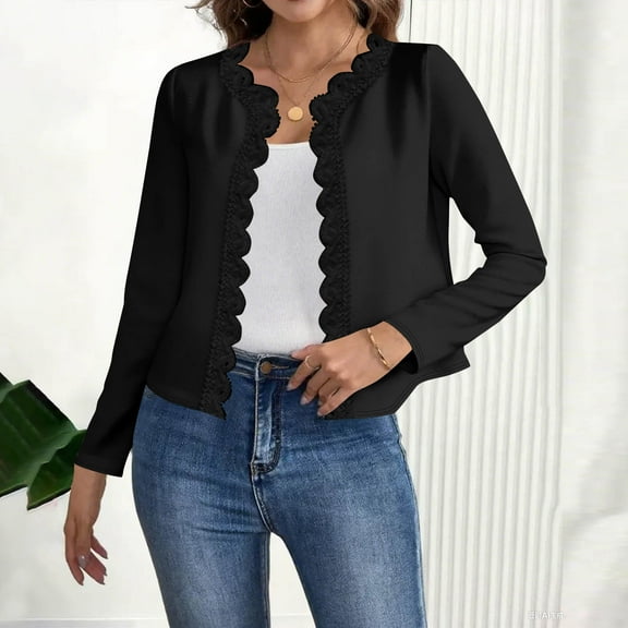 HongQid Women's Long Sleeve Cardigan Sweaters Open Front Cropped Bolero Shrugs for Dresses