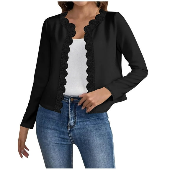 HongQid Women's Long Sleeve Cardigan Sweaters Open Front Cropped Bolero Shrugs for Dresses