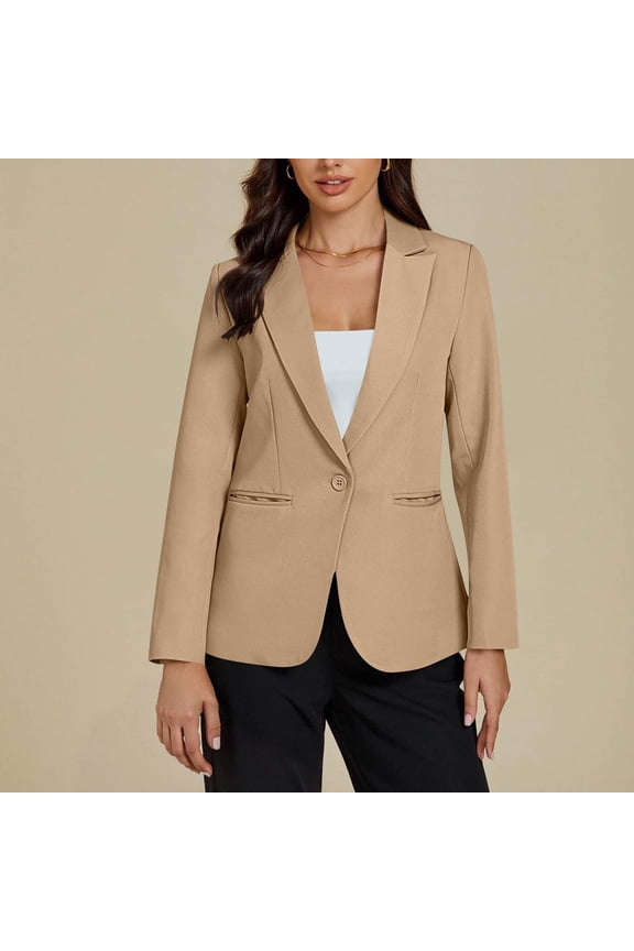 Women's Long Sleeve formal Notch Lapel Button Down Blazer Pockets Jacket