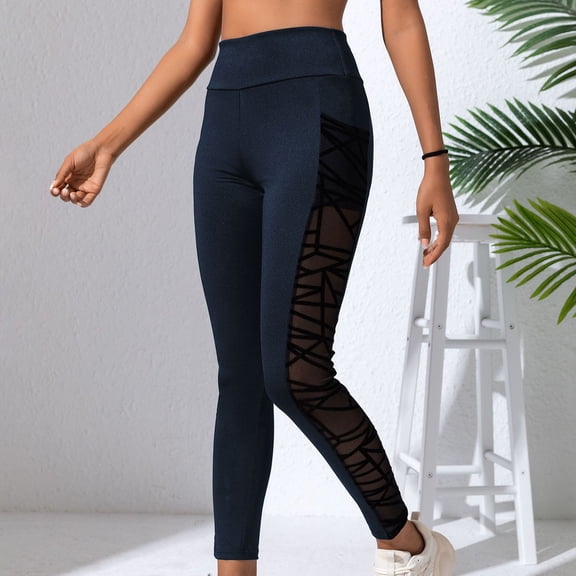 HongQid Women's Mesh Panel Side High Waist Leggings Skinny Fitness Yoga Pants