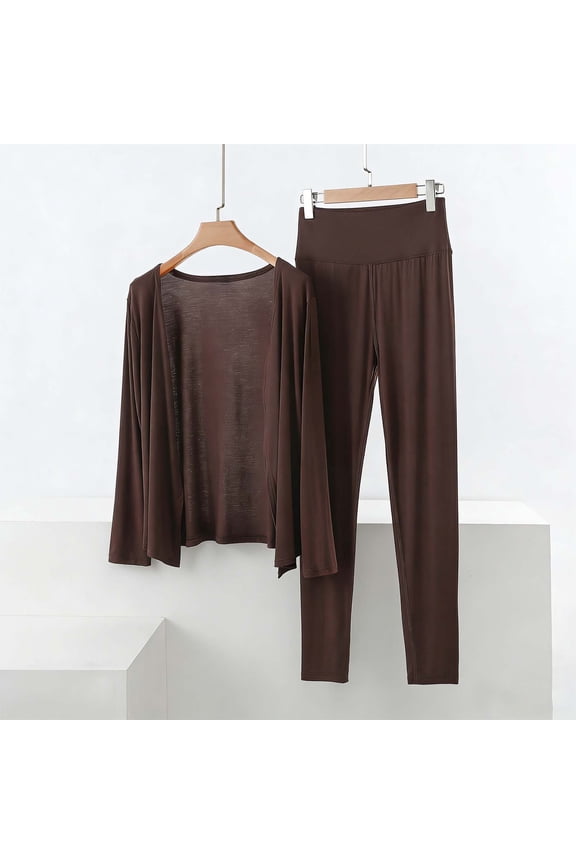 Women's Modal Pajama Set 2 Piece Lounge Outfits Soft Sleepwear Cardigan and Long Pant With Pockets Ladies Pjs