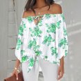 thumbnail image 1 of HongQid Women's Off Shoulder Top Floral Long Sleeve Blouse Casual Loose Shirts, 1 of 7