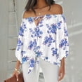 thumbnail image 1 of HongQid Women's Off Shoulder Top Floral Long Sleeve Blouse Casual Loose Shirts, 1 of 7