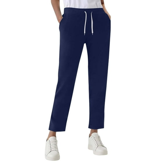 HongQid Women's Petite Joggers Cotton Sweatpants with Pockets