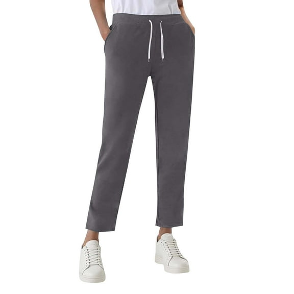HongQid Women's Petite Joggers Cotton Sweatpants with Pockets