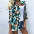thumbnail image 1 of HongQid Women's Plaid Button Down Shirts Cotton Casual Long Sleeve Lightweight Checkered Spring Fall Shirt Tops with Pocket, 1 of 6