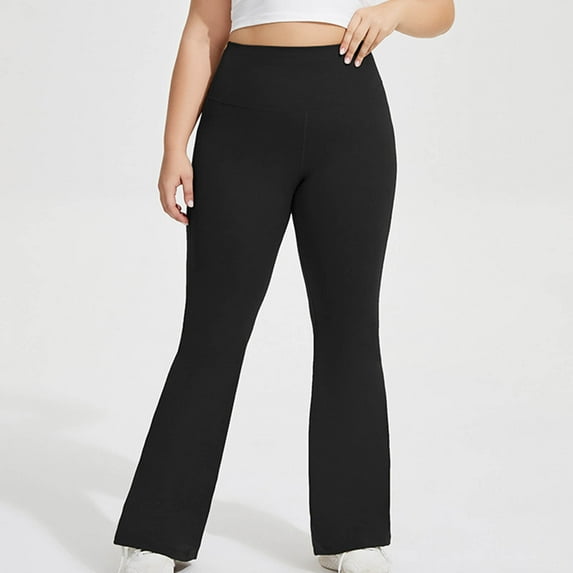 HongQid Women's Plus Size Active Flare High Waist Legging, Athleisure, High Waist Stretch&Strong Breathability Yoga Pants