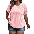 thumbnail image 1 of HongQid Women's Plus Size Shirt Short Sleeve Round Neck Tops Basic Ladies Loose Fit T Shirt, 1 of 6