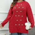 thumbnail image 1 of HongQid Women's Plus Sized Soft Cable Long-Sleeve Crewneck Sweater Pearl Tops Loose Pullover Thick Knitwear, 1 of 7
