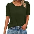 thumbnail image 1 of HongQid Women's Puff Short Sleeve Tee Spring Summer Tops Trendy Business Causal Outfits Work Blouses Clothes, 1 of 7