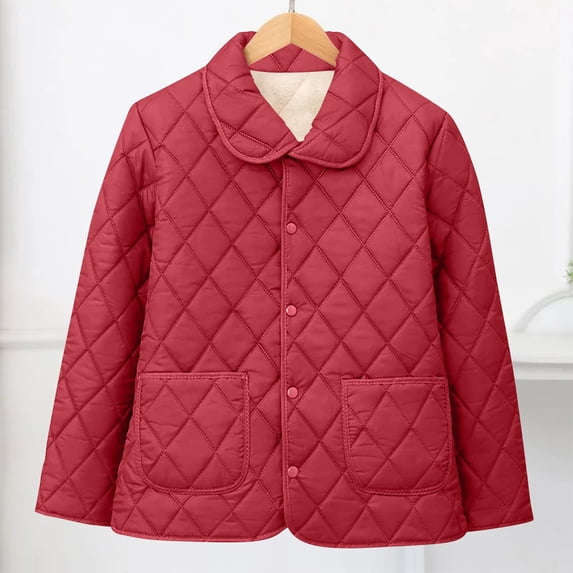 HongQid Women's Quilted Lightweight Jackets Long Sleeve Winter Cropped Cotton Padded Coat Jacket Button Down Puffy Outwear