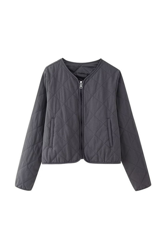 Women's Quilted Zip Up Raglan Long Sleeve Bomber Jacket