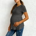 thumbnail image 1 of HongQid Women's Ruffle Hem Maternity T Shirt Short Sleeve Crewneck Ribbed Knit Peplum Tee Tops, 1 of 8