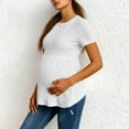 thumbnail image 1 of HongQid Women's Ruffle Hem Maternity T Shirt Short Sleeve Crewneck Ribbed Knit Peplum Tee Tops, 1 of 8