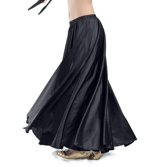 HongQid Women's Satin Full Circle Swing Belly Dance Tribal Skirt