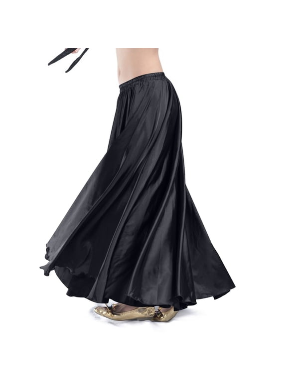Women's Satin Full Circle Swing Belly Dance Tribal Skirt