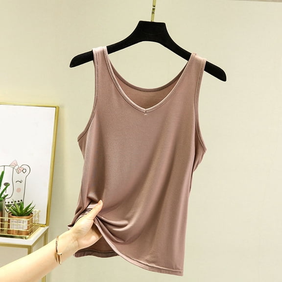 HongQid Women's Scoopneck Modal Cotton Tank, Classic Tank Top, Lightweight Cotton Tank for Women Khaki 2XL