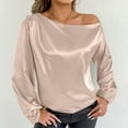thumbnail image 1 of HongQid Women's Sexy One Off The Shoulder Tops Blouse Asymmetrical Neck Clothes Long Sleeve Shirt Dressy Going Out Tops, 1 of 8