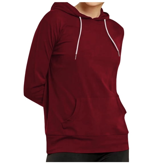 HongQid Women's Slim Fit Pullover Hoodie Lightweight Long Sleeve Kangaroo Pocket Basic Casual Sweatshirt