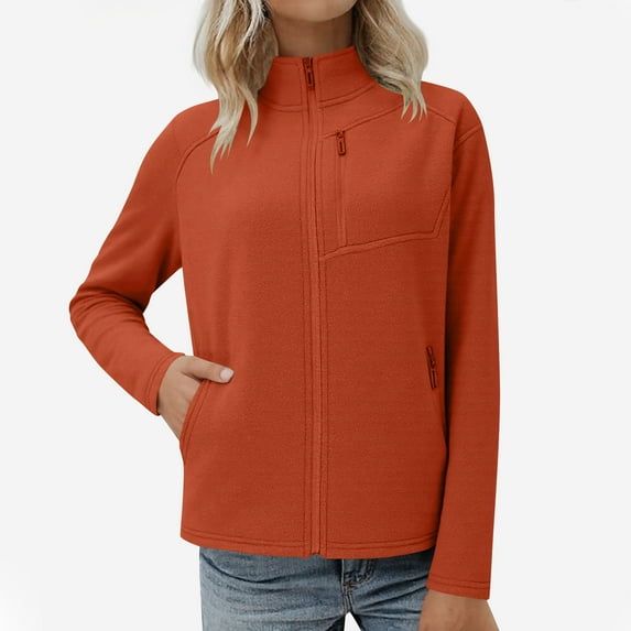 HongQid Women's Soft Fleece Jacket Lightweight Full Zip Sweatshirts Coat Casual Winter Warm Sweaters with Pockets