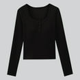 thumbnail image 1 of HongQid Women's Spring Fall Long Sleeve Henley T Shirts Button Ribbed Knit Slim Fit Casual Basic Tops Blouse, 1 of 6