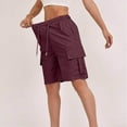thumbnail image 1 of HongQid Women's Summer Casual Cargo Shorts Elastic Waist Drawstring Hiking Bermuda Shorts with Pockets, 1 of 8