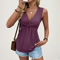 thumbnail image 1 of HongQid Women's Tank Top Twist Front V Neck Sleeveless Peplum Summer Tops, 1 of 9