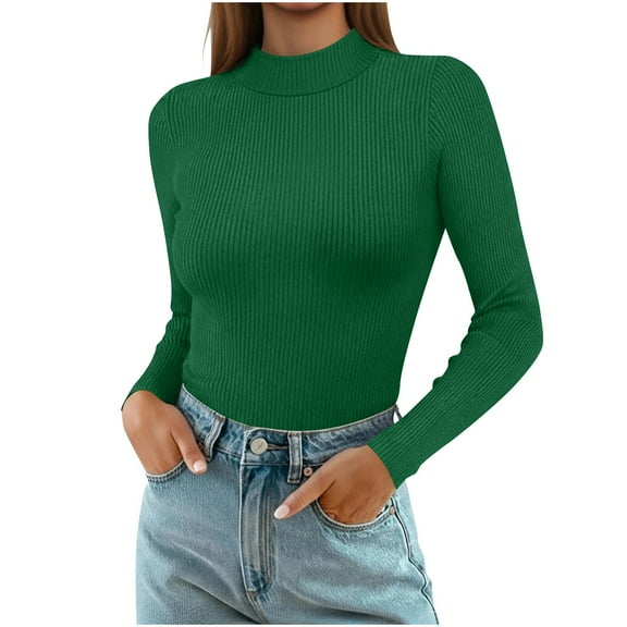 HongQid Women's Turtleneck Long Sleeve Shirts Thermal Underwear Tops Basic Slim Fit Fall Fashion Lightweight Top