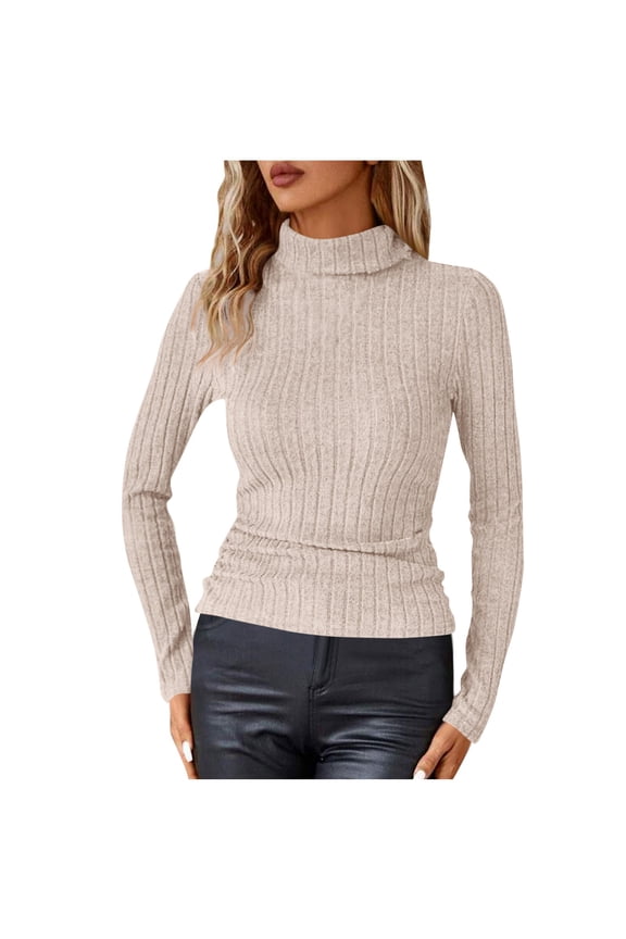 Women's Turtleneck Long Sleeve Shirts Thermal Underwear Tops Basic Slim Fit Fall Fashion Lightweight Tops