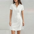 thumbnail image 1 of HongQid Women's V Neck Ribbed Knit Mini Dress Button Short Sleeve Slim Fit Bodycon Sweater Dress, 1 of 3